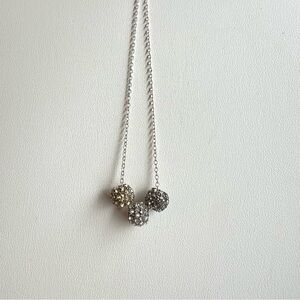 Triple Ball Bead Necklace Silver Tone Chain Necklace